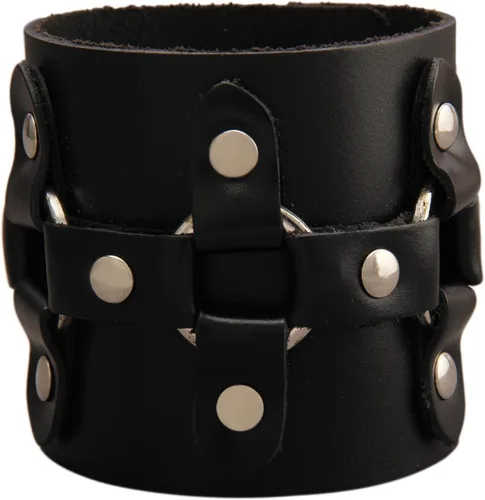 Miniatura 18 de Pulsera de cuero para hombre, brazaletes de cuero punk, pulsera de cuero negro para mujer