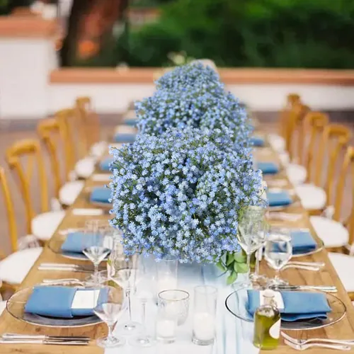 Miniatura 6 de Pusuny Babys Breath - Flores artificiales a granel, 12 piezas de gypsophila flores azules falsas de aliento de bebé, ramos de flores de tacto real