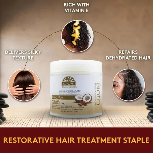 Miniatura 4 de Okay Roots Therapy Biotina Argán Coco Tratamiento Intenso Profesional para el cabello, 6 onzas