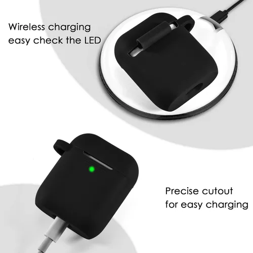 Miniatura 6 de Filoto Compatible con Funda para Air pod, Linda Funda Apple 2/1 para Mujeres, Funda Protectora de Silicona con Llavero de Pulsera (Negro)