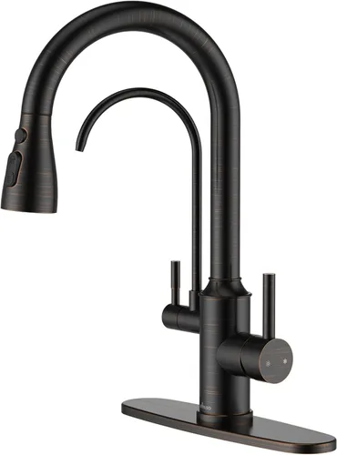 Miniatura 21 de APPASO Grifo de cocina negro con filtro de agua, mangueras certificadas por cUPC, grifos de fregadero de 3 vías con rociador extraíble, 3 modos