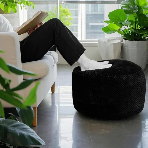 Miniatura 3 de Asuprui Puf otomano de relleno, reposapiés otomano de relleno, taburete suave con relleno, 20 x 20 x 12 pulgadas, silla mullida para el suelo