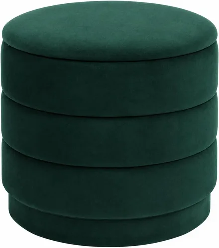 Miniatura 16 de Otomana redonda de terciopelo de 15.4 pulgadas con tapa reversible, reposapiés otomano circular tapizado con almacenamiento oculto, reposapiés Negro