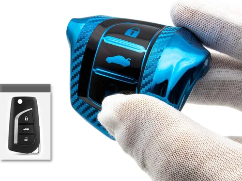 Miniatura 4 de Funda suave de TPU para llavero de automóvil para Toyota 4Runner Avalon Camry Corolla Fortuner Highlander Sequoia Sienna Tacoma Yaris, Azul - 2 Azul
