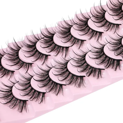 Miniatura 4 de Pestañas Postizas Esponjosas de Visón Sintético Pestañas Wispy de Hada Ojo de Gato Pestañas Puntiagudas en Tira Extensión Volumen Natural Pestañas