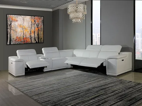 Miniatura 83 de BlackJack Furniture Venice - Juego de sofá reclinable seccional de cuero italiano de grano superior de 12 piezas con 4 reclinables eléctricos