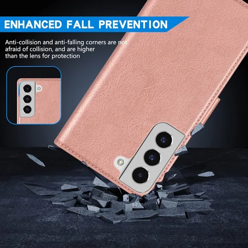 Miniatura 7 de ZZXX Funda tipo cartera para Samsung Galaxy S22 con ranura para tarjeta de bloqueo RFID, función atril, cierre magnético, funda protectora de cuero