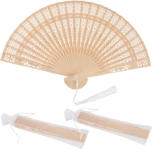 Miniatura 8 de 36 abanicos de mano plegables florales de encaje rosa con bolsa de organza, abanicos de mano chinos retro de 9.05 pulgadas, abanicos plegables