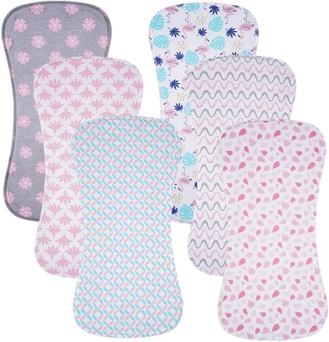 Miniatura 5 de Paquete de 6 paños de muselina para eructos de bebé, 100% algodón, extraabsorbentes y suaves, para bebés niños y niñas (Multi02)