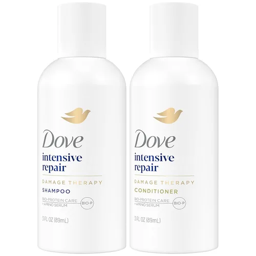 Set de Champú y Acondicionador Dove Travel Essentials – Soluciones Nutritivas Dove de Reparación Intensiva para Cabello Dañado, 3 Oz Cada