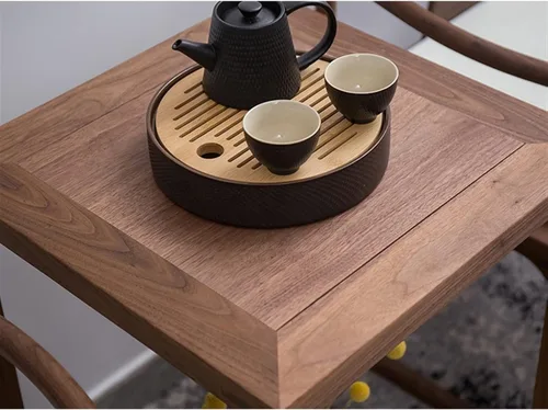 Miniatura 5 de Mesa auxiliar cuadrada para decoración del hogar, mesa de esquina de madera, sala de estar, sofá de doble capa, pequeña mesa de centro