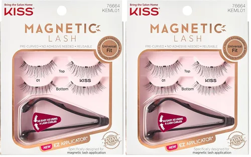 Miniatura 6 de Pestañas magnéticas KISS, Crowd Pleaser, 1 par de pestañas postizas sintéticas con 5 imanes de doble fuerza, resistentes al viento, pestañas falsas