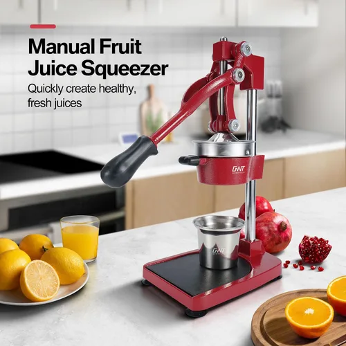 Miniatura 2 de Prensa manual de hierro fundido comercial de 18 pulgadas de altura, manual naranja, cítricos, limón, lima, pomelo, granada, jugo de fruta, con taza