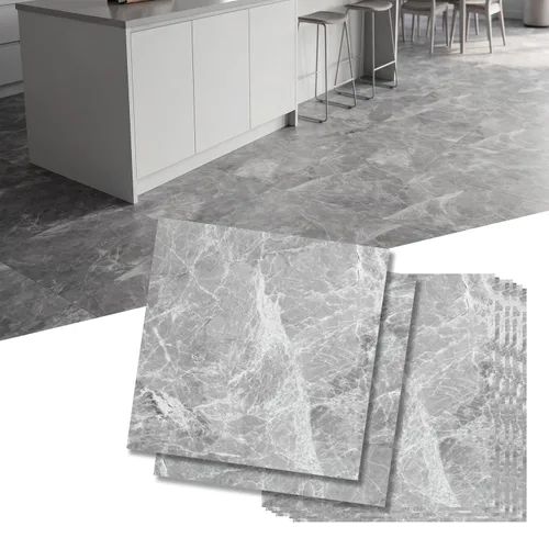 Miniatura 9 de Azulejos de suelo para despegar y pegar, suelo de vinilo impermeable de 12 pies cuadrados, azulejos gruesos de aspecto de mármol beige y marrón