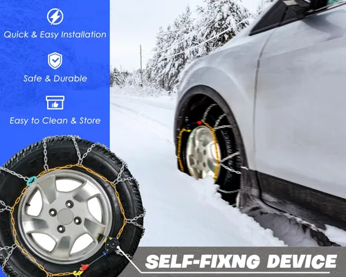 Miniatura 2 de Snow-Chains - Cadena de tracción de neumáticos de 1 minuto de ajuste rápido, fácil instalación, portátil, reutilizable, universal, cadena