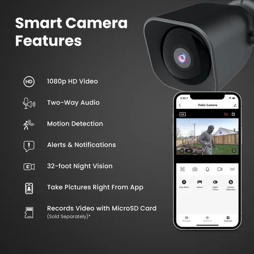 Miniatura 3 de Feit Electric CAM/WM/WiFi 1080p HD Cámara de seguridad para exteriores con Wifi para el hogar inteligente con visión nocturna Negro