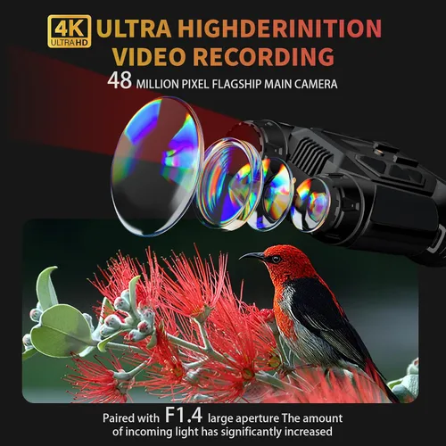 Miniatura 3 de Gafas de visión nocturna, prismáticos de visión nocturna 4K para adultos con WiFi, tarjeta TF de 64 GB en visión nocturna, IR 7X y zoom de 16X