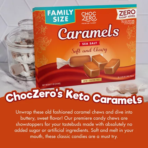 Miniatura 3 de ChocZero Caramelos Sin Azúcar - Dulces de Caramelo Keto - Totalmente Naturales, Dulces Clásicos - Bocadillo Bajo en Carbohidratos (Caja de 9oz)