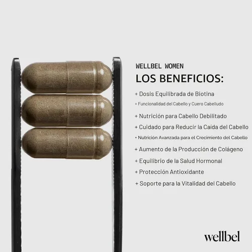 Miniatura 7 de WELLBEL Suplemento Limpio para Mujeres para el Cabello, la Piel y las Uñas, Vegano, Sin Gluten y Sin GMO, 90