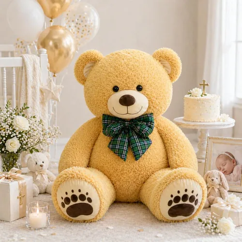 Miniatura 8 de Oso de peluche gigante de 4 pies, color marrón Lifesize Jumbo animal de peluche suave con pajarita y vientre grande para niños y niñas, oso
