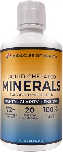 Minerales quelados líquidos, mezcla de minerales fúlvicos húmicos orgánicos, más de 72 minerales a base de plantas, 20 aminoácidos esenciales, 100%