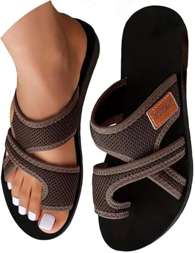 Miniatura 4 de Sandalias ortopédicas para mujer con soporte de arco elegantes y ortopédicas para pies planos, cómodas pantuflas para caminar 2026 Khaki