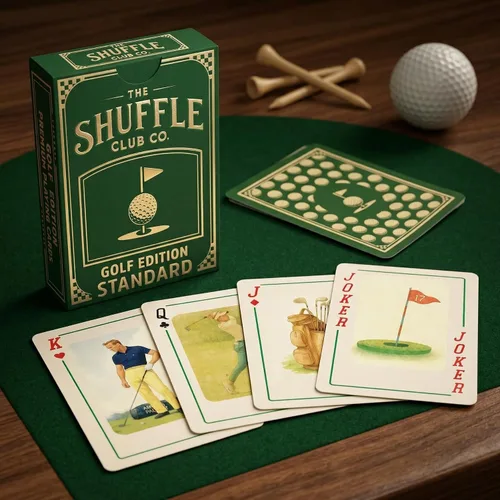 Miniatura 6 de Naipes de golf (cubierta individual) – Baraja de golf vintage ilustrada a mano Lino italiano premium 310GSM Tarjetas de póquer Regalo