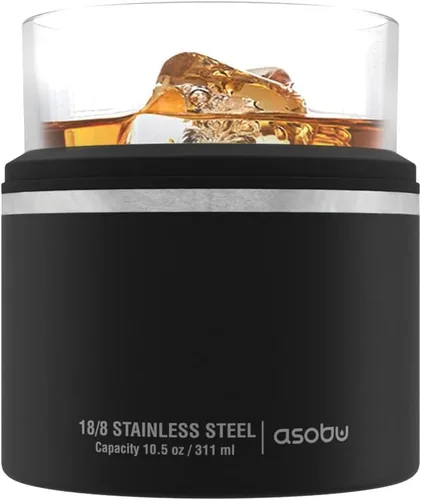 Miniatura 4 de asobu Vaso con funda para whisky, vaso de bourbon aislado con vidrio de rocas de alta calidad, sin BPA, acero inoxidable de doble pared, mantiene