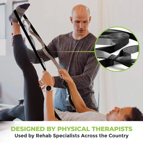 Miniatura 3 de Gradient Fitness Stretching Strap for Physical Therapy, 12 Multi-Loop Stretch Strap 1" W x 8' L, Neoprene Handles, Physical Therapy Equipment, Yoga