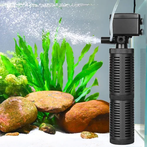 Miniatura 7 de hygger Filtro sumergible para acuario pequeño de 5 a 10 galones, filtración en tanque con aireación para agua salada y agua dulce, filtros internos