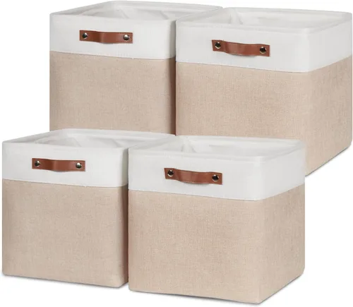 Miniatura 14 de HNZIGE Cestas de almacenamiento de 13 x 13 x 13 pulgadas (paquete de 4) cubos grandes de tela para estantes, cubos de almacenamiento para regalo