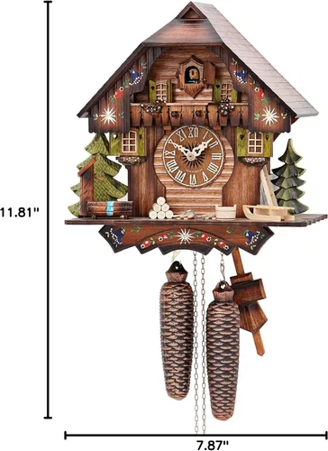 Miniatura 2 de Reloj cucú alemán, con 8 movimientos al día. Diseño de chalet, de 13 pulgadas – Auténtico reloj de cucú del bosque negro por Hekas
