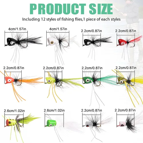 Miniatura 4 de OROOTL Kit de moscas para pesca con mosca, coloridos señuelos de pesca con mosca, flotadores de espuma, accesorios para trucha, panfish bluegill