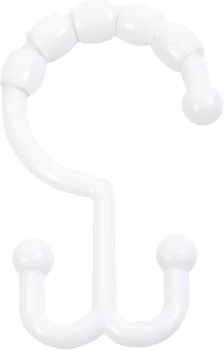 Kenney - Anillos de cortina de ducha, ganchos dobles de plástico a prueba de óxido con diseño deslizante de cuentas, deslizamiento suave para barras