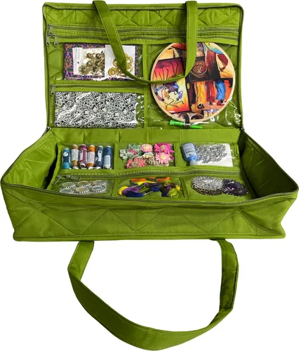 Miniatura 6 de Yazzii Bolsa organizadora Carry All – Bolsa de almacenamiento para manualidades con 20 bolsillos para suministros de acolchado, nociones de costura