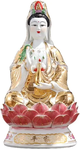 Miniatura 4 de Estatua de Guan Yin Quan Yin Estatua budista Avalokiteshvara Kuanyin/Estatua de budismo en Lotus - Los mejores regalos chinos de Feng Shui