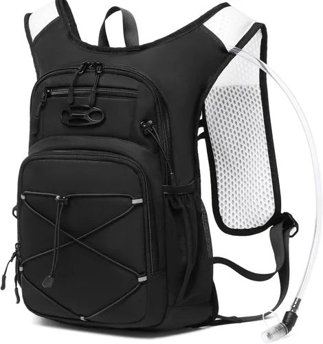 Mochila de hidratación ligera Wotony con vejiga de agua de 2L o 3L para ciclismo, senderismo, rave - Mochila de agua para hombres y mujeres (Negro,