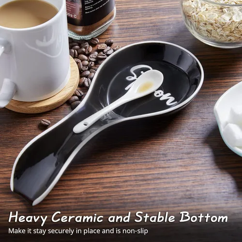 Miniatura 5 de Reposacharas de Cerámica para Estufa, DAYYET Soporte Grande para Cucharas, Reposacharas para Encimera de Cocina, Soporte para Espátula Soporte