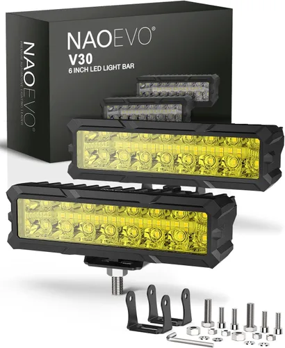 Miniatura 11 de Barra de luz LED NAOEVO de 6 pulgadas, 50 W, 4000 lm, luces antiniebla LED, combo de haz de luz de punto y de inundación para camiones, coches