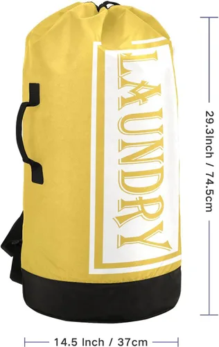 Miniatura 3 de Bolsa de lavandería de viaje de nailon amarillo limón para equipaje sucio resistente organizador de ropa sucia con cierre de cordón y correas
