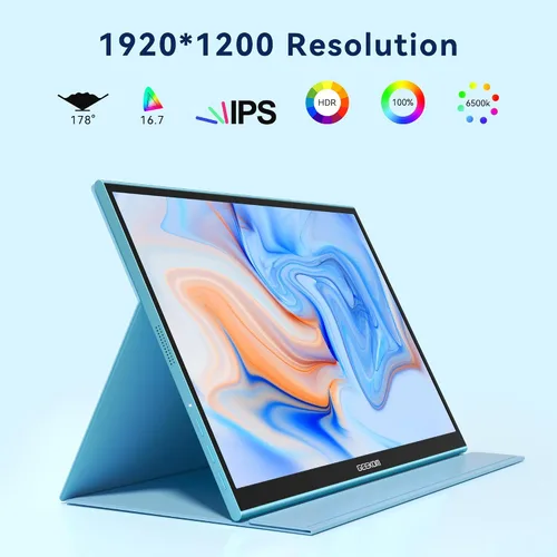 Miniatura 2 de GEEKOM Monitor portátil (2026), monitor portátil FHD de 16 pulgadas 1200P FHD USB C HDMI pantalla de computadora HDR cuidado ocular pantalla externa