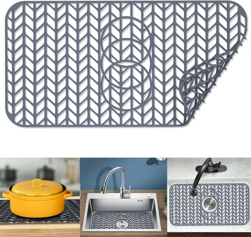 Miniatura 12 de Protectores de fregadero para fregadero de cocina de 12, 13, 16, 18, 19, 24, 26, 28, 29, 30 pulgadas, alfombrilla de silicona para fregadero