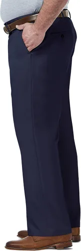 Miniatura 2 de Haggar Pantalón para hombre de gama alta, ajuste clásico, parte delantera plana, oculto, cómodo, con pretina, tallas regulares y grandes y altas