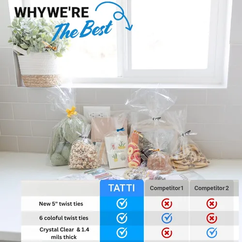 Miniatura 3 de TATTI Paquete de 200 bolsas de celofán transparentes para recuerdos, bolsas de regalo transparentes, 4 x 9 pulgadas, transparentes, plástico
