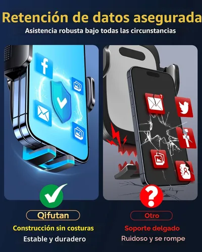 Miniatura 6 de Qifutan Soporte de teléfono para automóvil, soporte de teléfono para parabrisas de automóvil, ventilación de aire, universal, manos libres, soporte