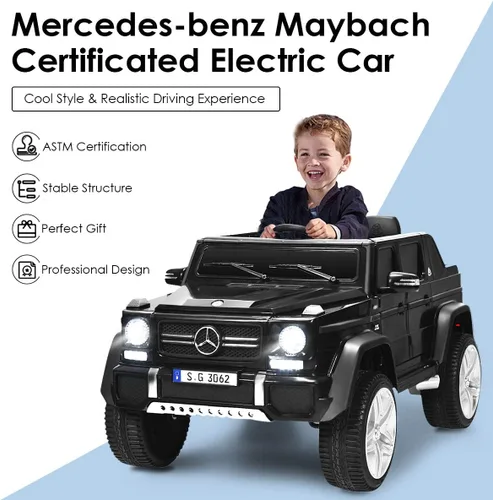Miniatura 4 de HONEY JOY Camión para Paseo con Licencia Mercedes-Benz Maybach G650, Juguetes Eléctricos con Control Remoto, Luces LED, Música, Arranque Lento, Negro