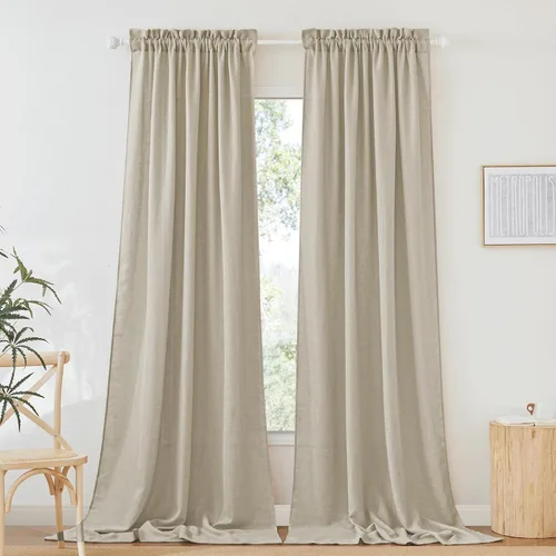 Miniatura 47 de RYB HOME Cortinas extralargas de 108 pulgadas de largo, transpirables con bolsillo para barra, cortinas traslúcidas blancas para sala de estar