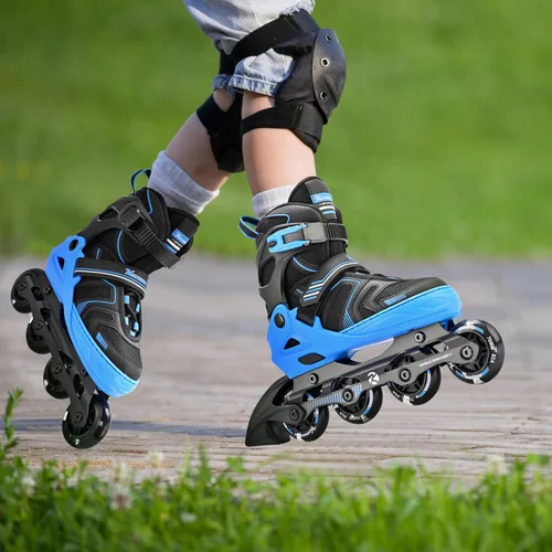 Miniatura 7 de Kuxuan Skates Patines en línea ajustables para niños y niñas, patines para niños de 4 a 12 años con ruedas iluminadas, patines para adolescentes Azul
