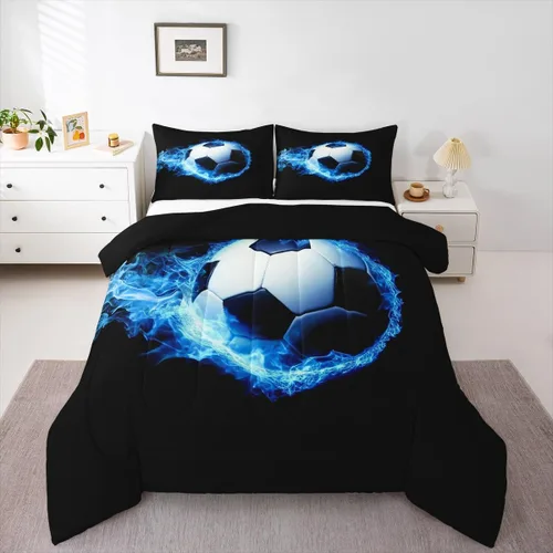 Miniatura 24 de jejeloiu Juego de edredón de dibujos animados para niños, tamaño individual, estampado de gatos, juego de ropa de cama con patrón de hojas, edredón