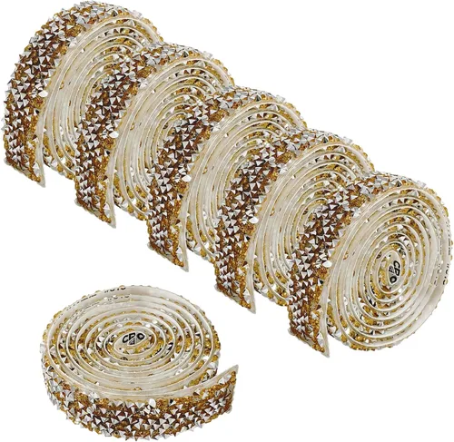 Miniatura 8 de 6 Rollos de Cinta Adhesiva con Diamantes de Imitación para Manualidades, Rollo de Cinta con Cristales para Decoración de Automóviles y Teléfonos